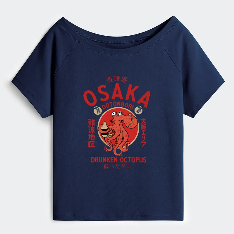 Tokyo-Tiger Drunken Octopus Japan Off Shoulder T-Shirt