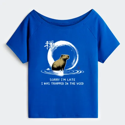 Tokyo-Tiger Zen Capybara Was Trapped In The Void Off Shoulder T-Shirt