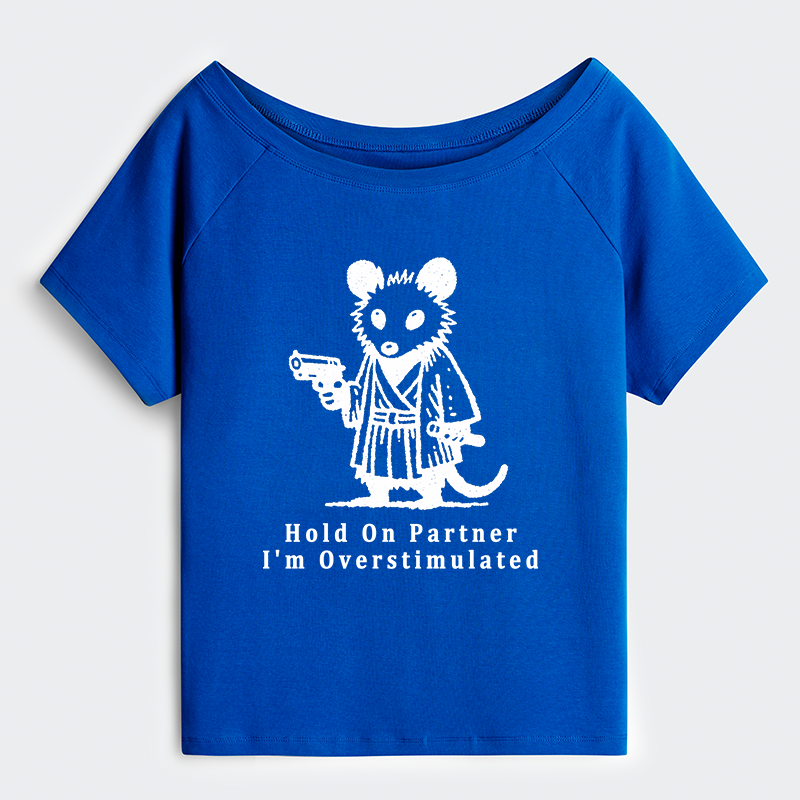 Tokyo-Tiger Funny Possum Samurai Off Shoulder T-Shirt