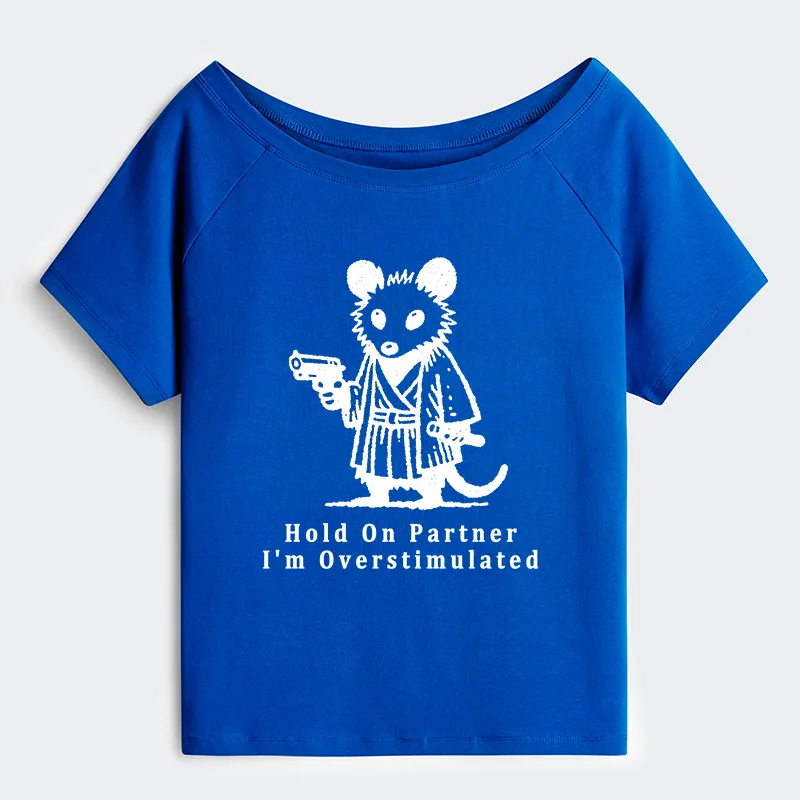 Tokyo-Tiger Funny Possum Samurai Off Shoulder T-Shirt