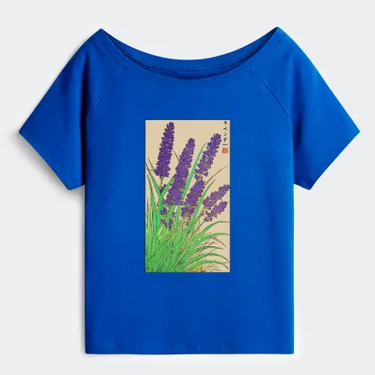 Tokyo-Tiger Japanese Lavender Off Shoulder T-Shirt