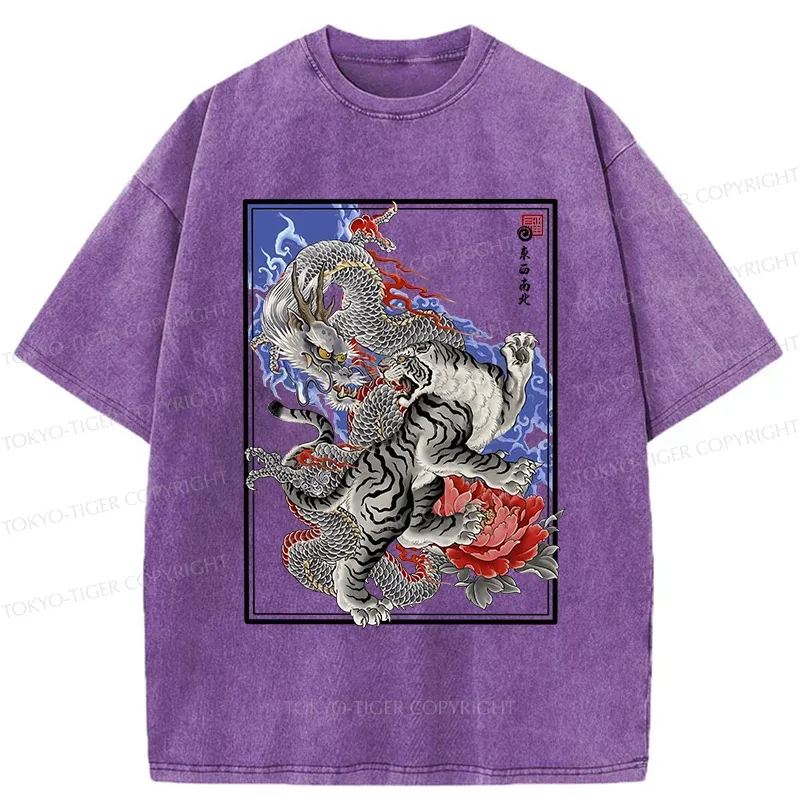 Tokyo-Tiger Dragon And Tiger Washed T-Shirt