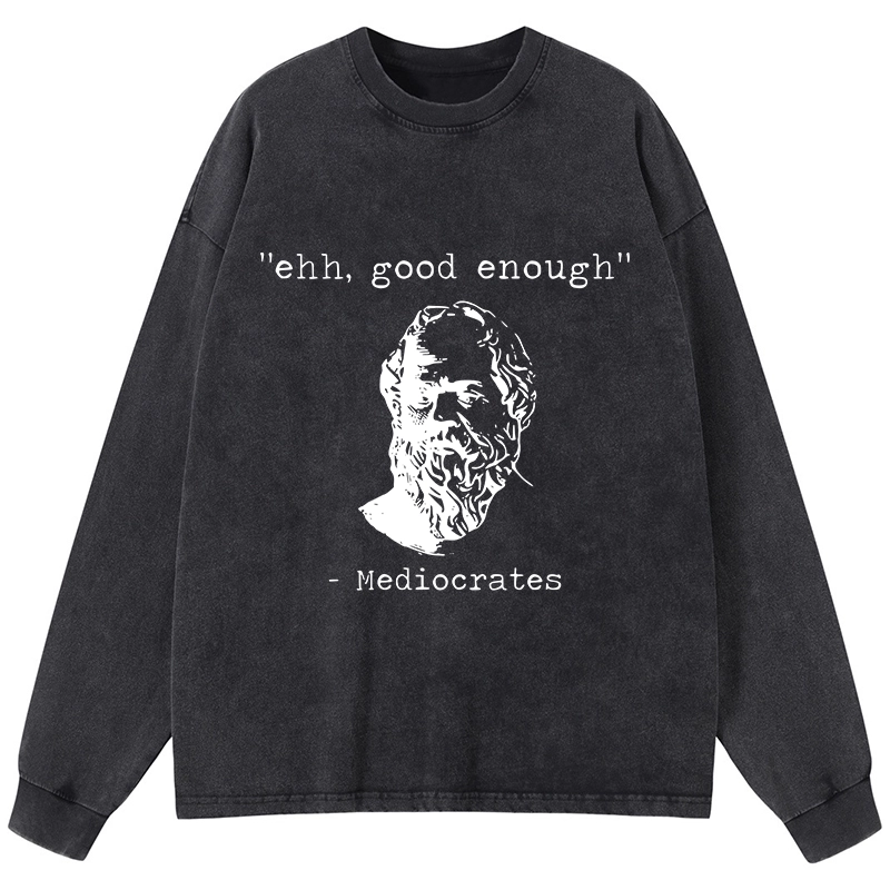 Tokyo-Tiger Mediocrates Meme Washed Long Sleeve T-Shirt