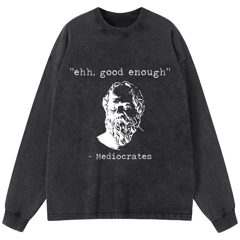Tokyo-Tiger Mediocrates Meme Washed Long Sleeve T-Shirt