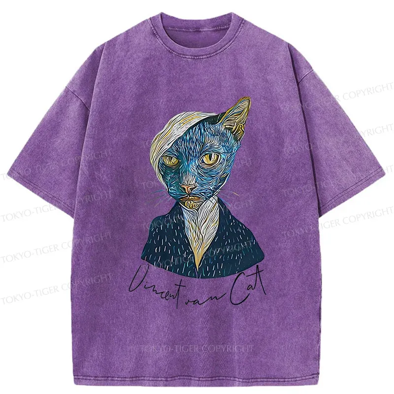 Tokyo-Tiger Van Gogh's Self-portrait Cat Washed T-Shirt