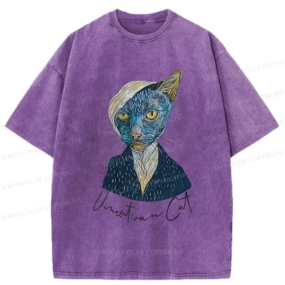 Tokyo-Tiger Van Gogh's Self-portrait Cat Washed T-Shirt