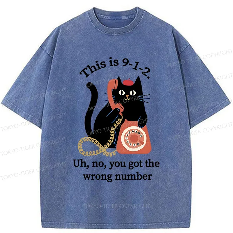 Tokyo-Tiger Cat Makes A Phone Call Washed T-Shirt