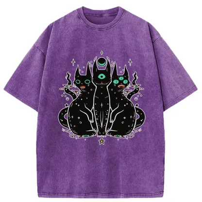 Tokyo-Tiger Mystic Cat Trinity Washed T-Shirt
