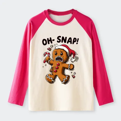 Tokyo-Tiger Oh Snap The Gingerbread Man's Christmas Chaos Raglan Long Sleeve T-shirt
