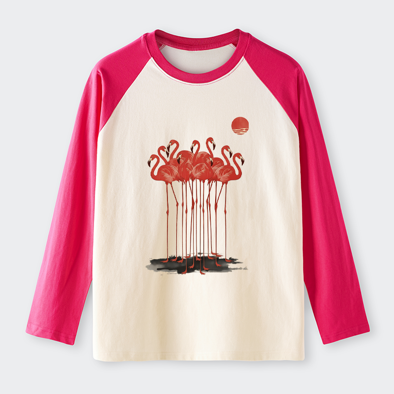 Tokyo-Tiger Flamingos at Dusk Raglan Long Sleeve T-shirt