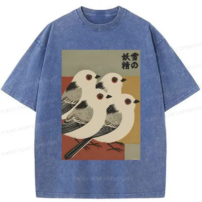 Tokyo-Tiger Aegithalos Caudatus Japonicus Washed T-Shirt
