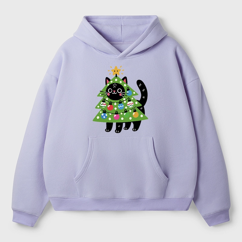 Tokyo-Tiger Christmas Tree Cat Aldult Fleece Hoodie