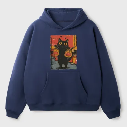 Tokyo-Tiger Cat Fishing Japanese Aldult Fleece Hoodie
