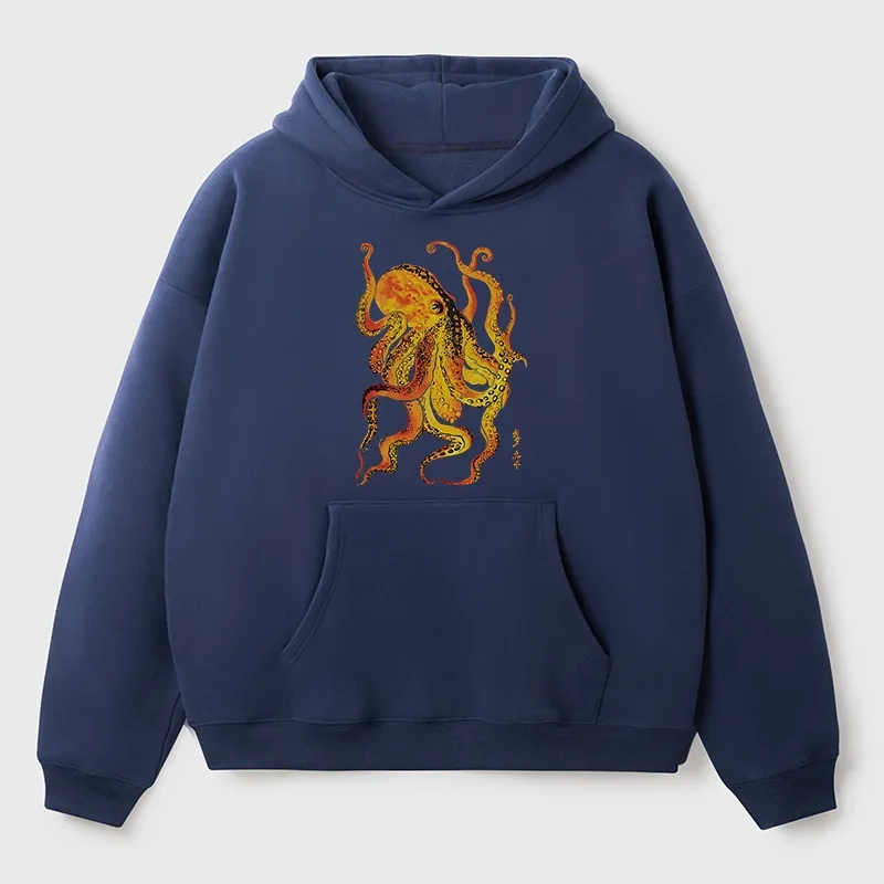 Tokyo-Tiger Deep Sea Gorgeous Octopus Aldult Fleece Hoodie