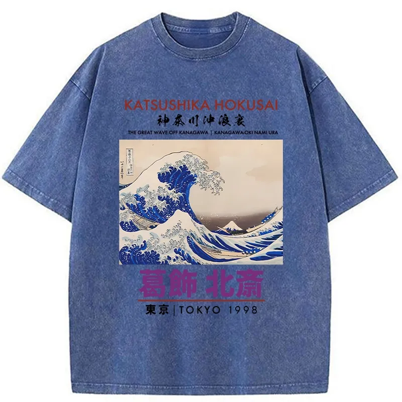 Tokyo-Tiger Katsushika Hokusai Japan Washed T-Shirt