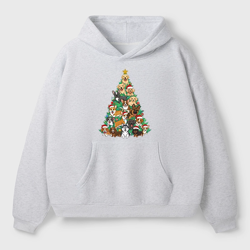 Tokyo-Tiger Christmas Tree Dog Funny Aldult Fleece Hoodie