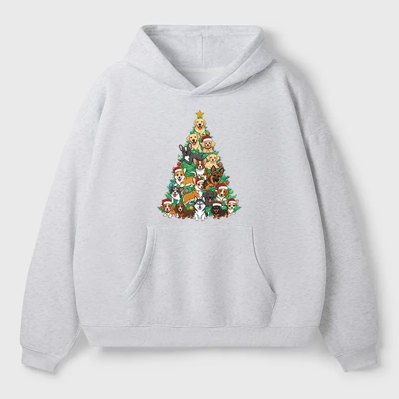 Tokyo-Tiger Christmas Tree Dog Funny Aldult Fleece Hoodie