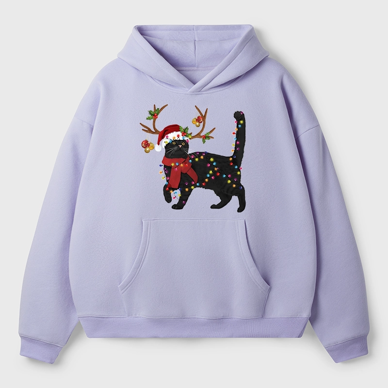 Tokyo-Tiger Christmas Black Cat Aldult Fleece Hoodie