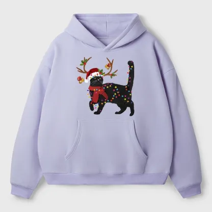 Tokyo-Tiger Christmas Black Cat Aldult Fleece Hoodie