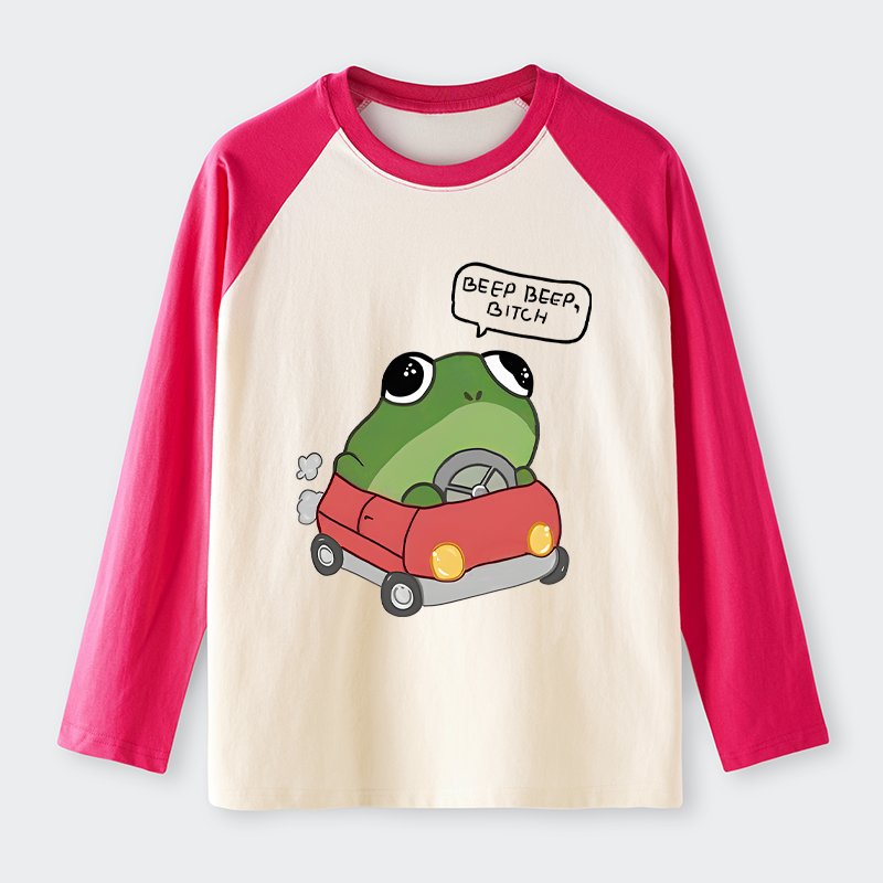 Tokyo-Tiger Frog Driving Raglan Long Sleeve T-shirt