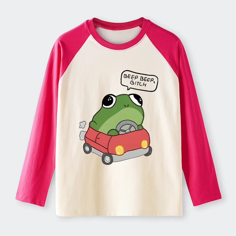 Tokyo-Tiger Frog Driving Raglan Long Sleeve T-shirt