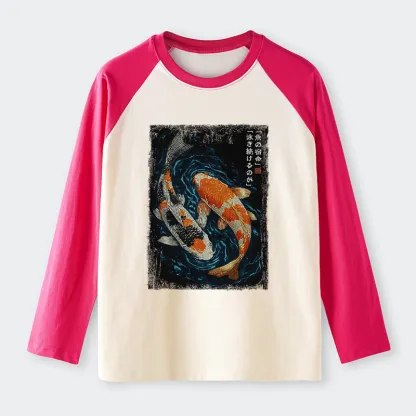 Tokyo-Tiger Eternal Currents: The Life Of A Fish Raglan Long Sleeve T-shirt