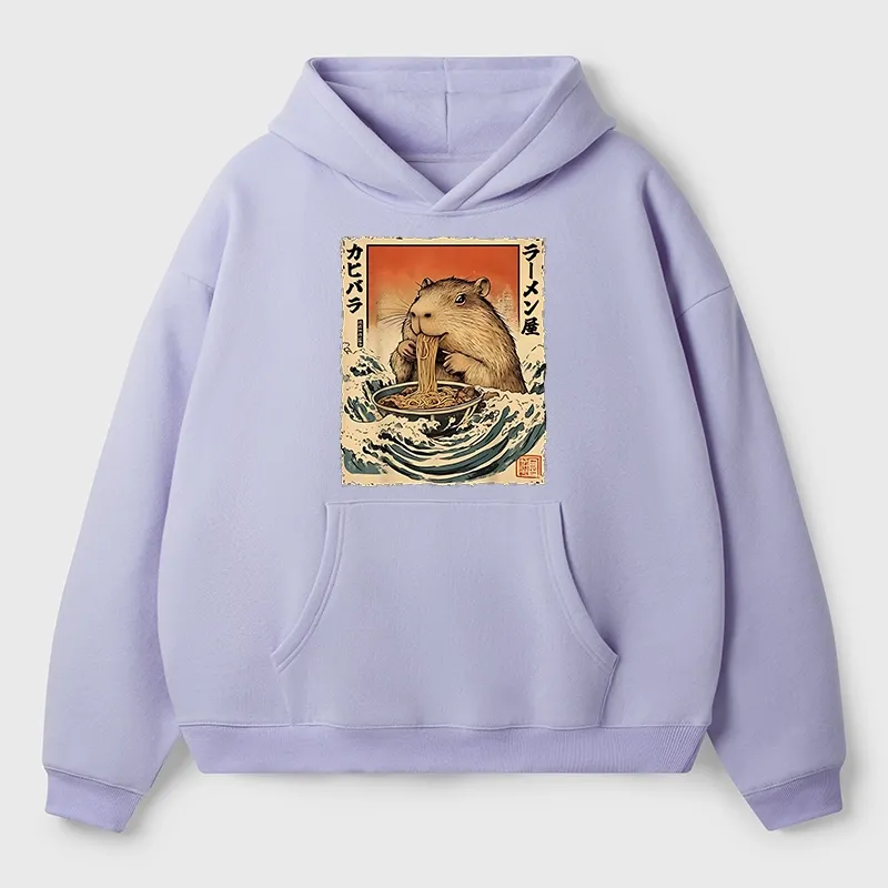 Tokyo-Tiger Hamster Eating Ramen Aldult Fleece Hoodie