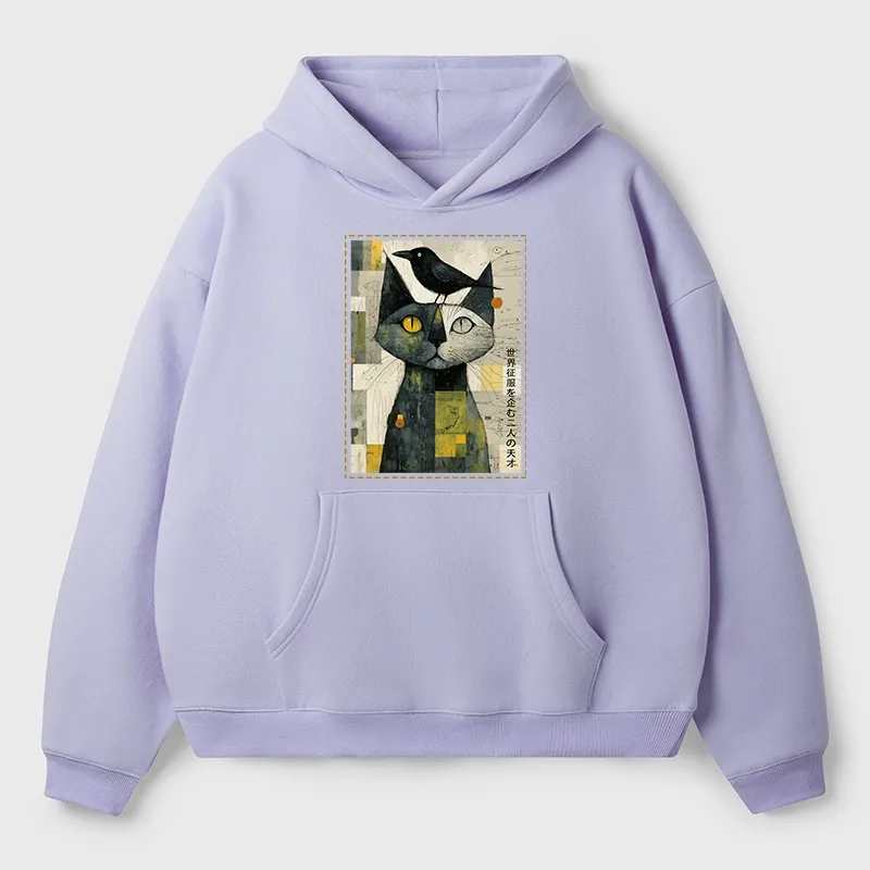 Tokyo-Tiger The Cat And The Crow Are Planning To Rule The World Aldult Fleece Hoodie