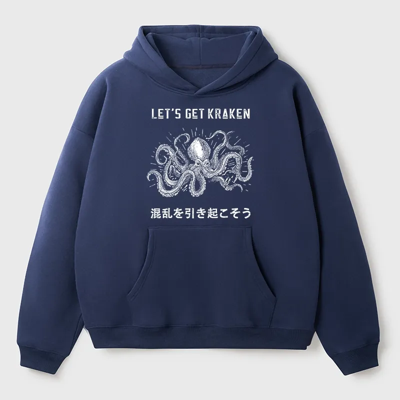 Tokyo-Tiger Funny Octopus：Let’s Get Kraken Aldult Fleece Hoodie