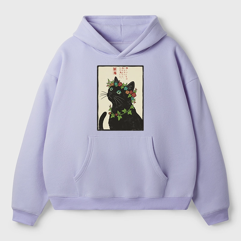 Tokyo-Tiger The Flower-Crowned Cat Aldult Fleece Hoodie