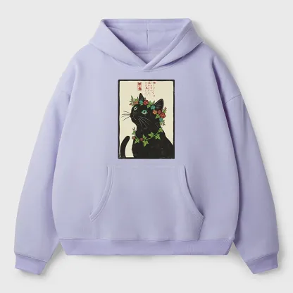 Tokyo-Tiger The Flower-Crowned Cat Aldult Fleece Hoodie