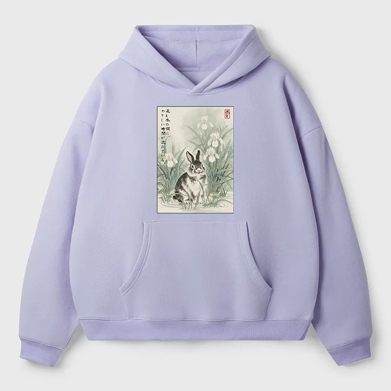 Tokyo-Tiger Little Rabbit Beneath the Blooming Irises Aldult Fleece Hoodie
