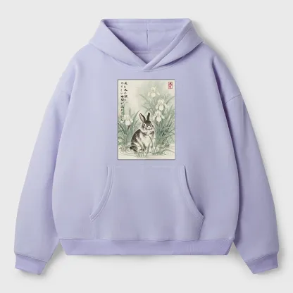 Tokyo-Tiger Little Rabbit Beneath the Blooming Irises Aldult Fleece Hoodie