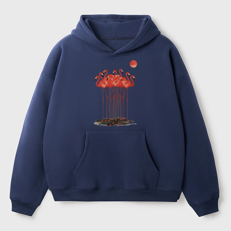 Tokyo-Tiger Flamingos at Dusk Aldult Fleece Hoodie