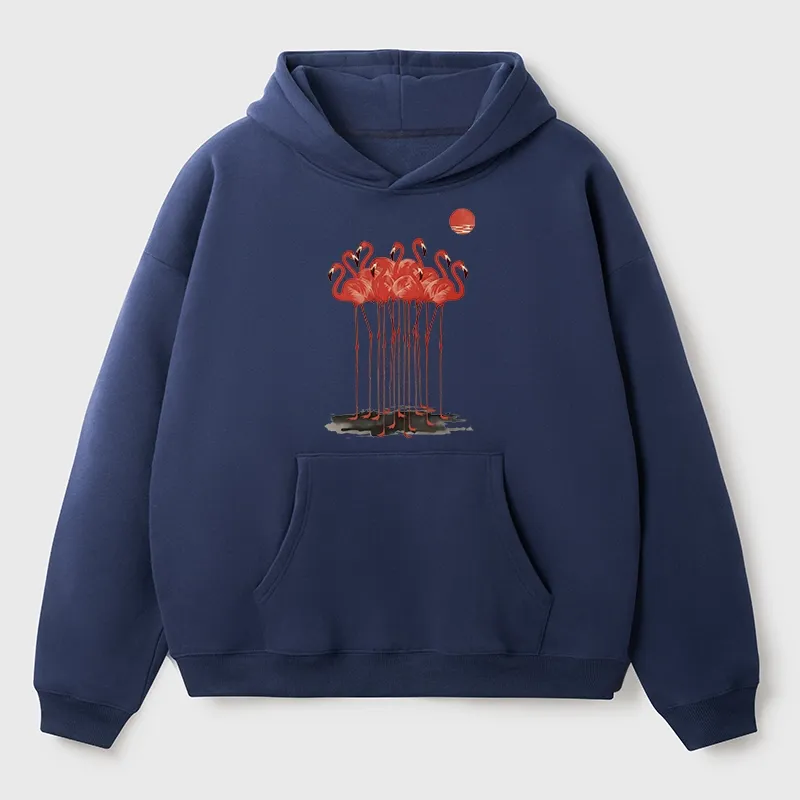 Tokyo-Tiger Flamingos at Dusk Aldult Fleece Hoodie