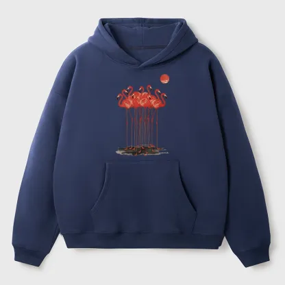 Tokyo-Tiger Flamingos at Dusk Aldult Fleece Hoodie