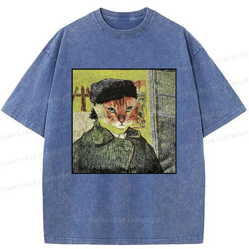 Tokyo-Tiger Van Gogh's Self-portrait Cat Washed T-Shirt