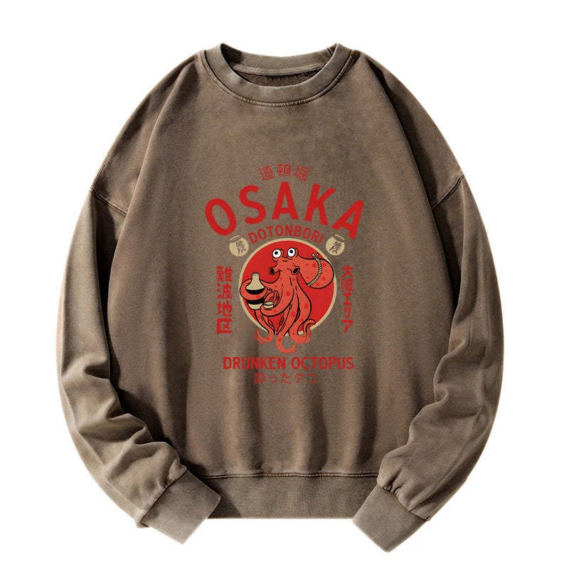 Tokyo-Tiger Drunken Octopus Japan Washed Sweatshirt