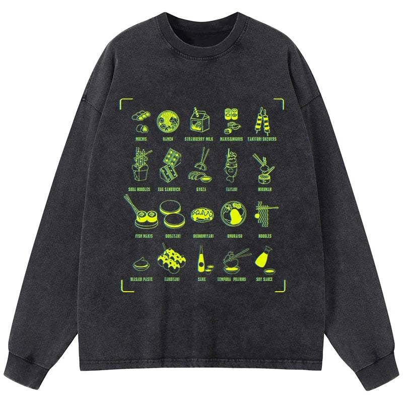 Tokyo-Tiger Tokyo Cuisine Washed Long Sleeve T-Shirt Sale