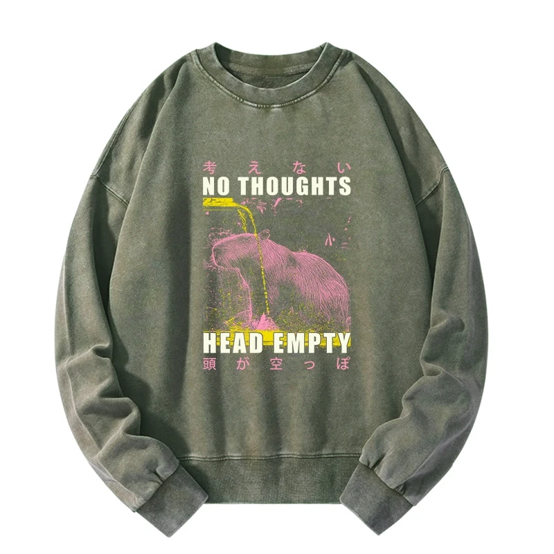 Tokyo-Tiger No Thoughts Head Empty Washed Sweatshirt