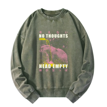 Tokyo-Tiger No Thoughts Head Empty Washed Sweatshirt