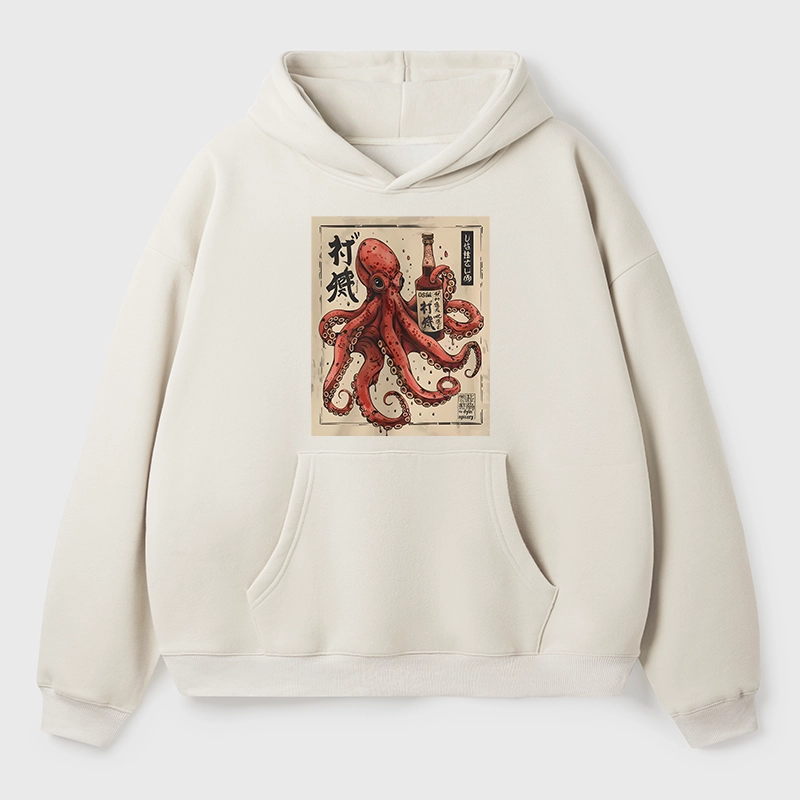 Tokyo-Tiger Osaka Saké Octopus Aldult Fleece Hoodie