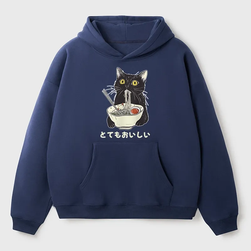Tokyo-Tiger Cats Eat Ramen Noodles Aldult Fleece Hoodie