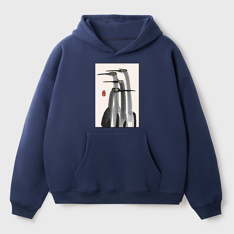 Tokyo-Tiger Japanese Crane Poster Aldult Fleece Hoodie
