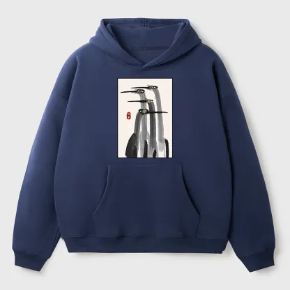 Tokyo-Tiger Japanese Crane Poster Aldult Fleece Hoodie