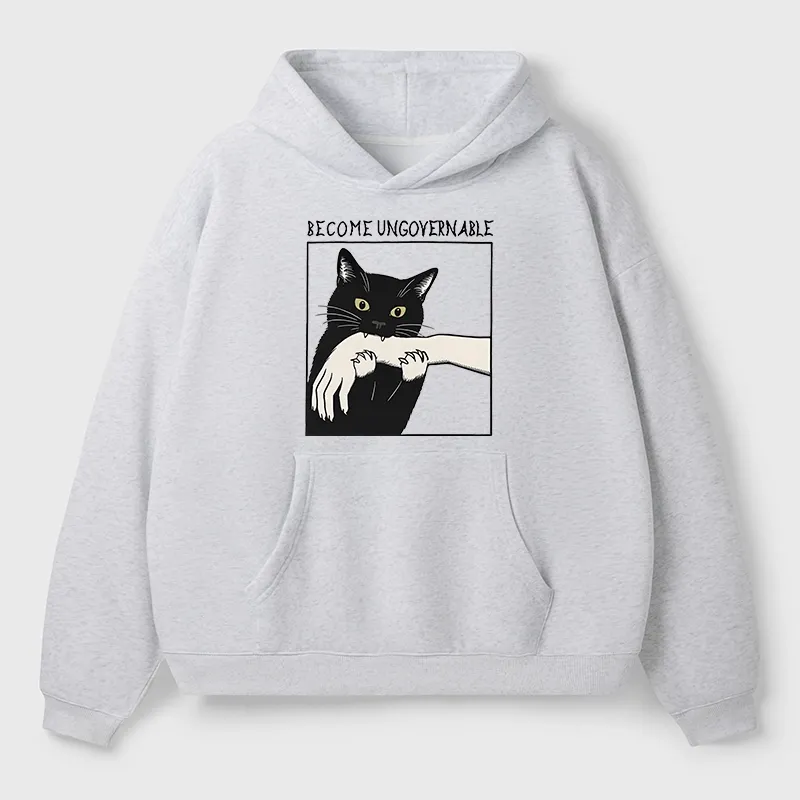 Tokyo-Tiger Black Cat Biting Aldult Fleece Hoodie