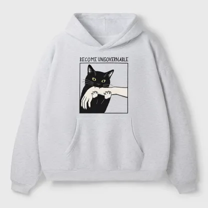 Tokyo-Tiger Black Cat Biting Aldult Fleece Hoodie