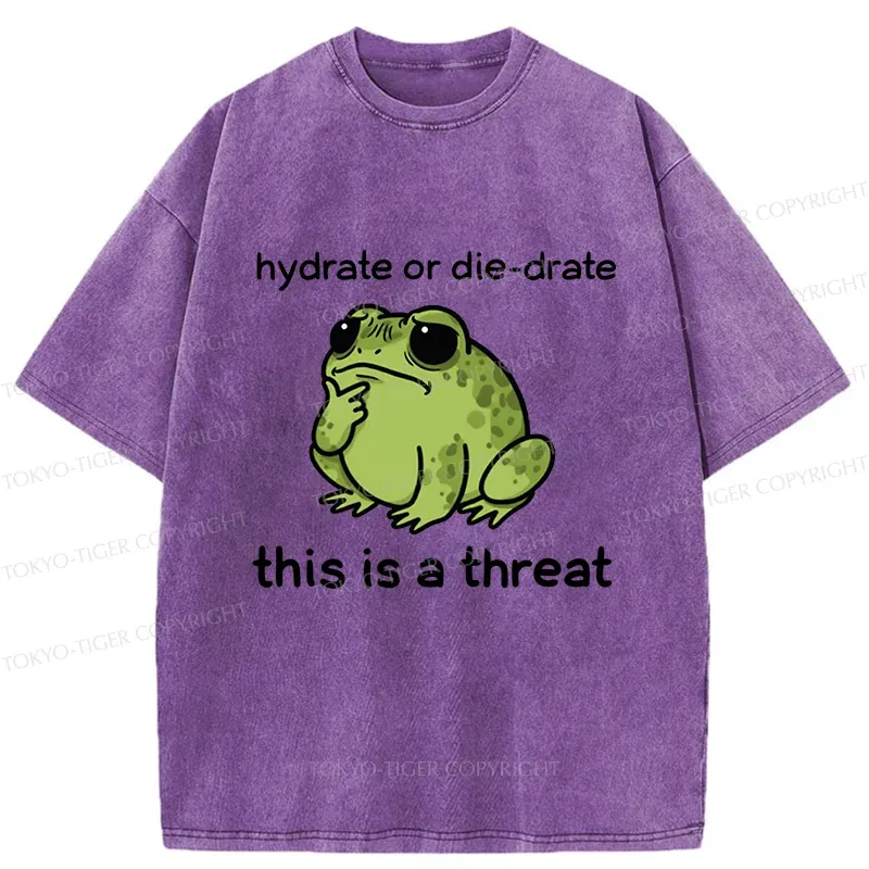 Tokyo-Tiger Thinking Frog Meme Washed T-Shirt