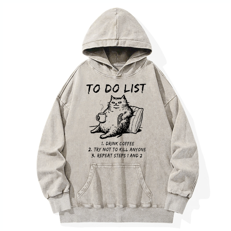 Tokyo-Tiger Cat's To-Do List Washed Hoodie
