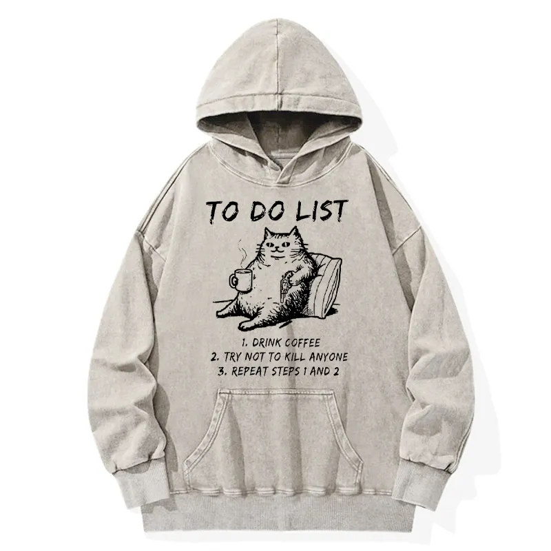 Tokyo-Tiger Cat's To-Do List Washed Hoodie